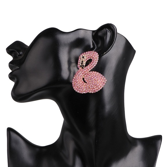 Pink swan earrings - Picture 2 of 3